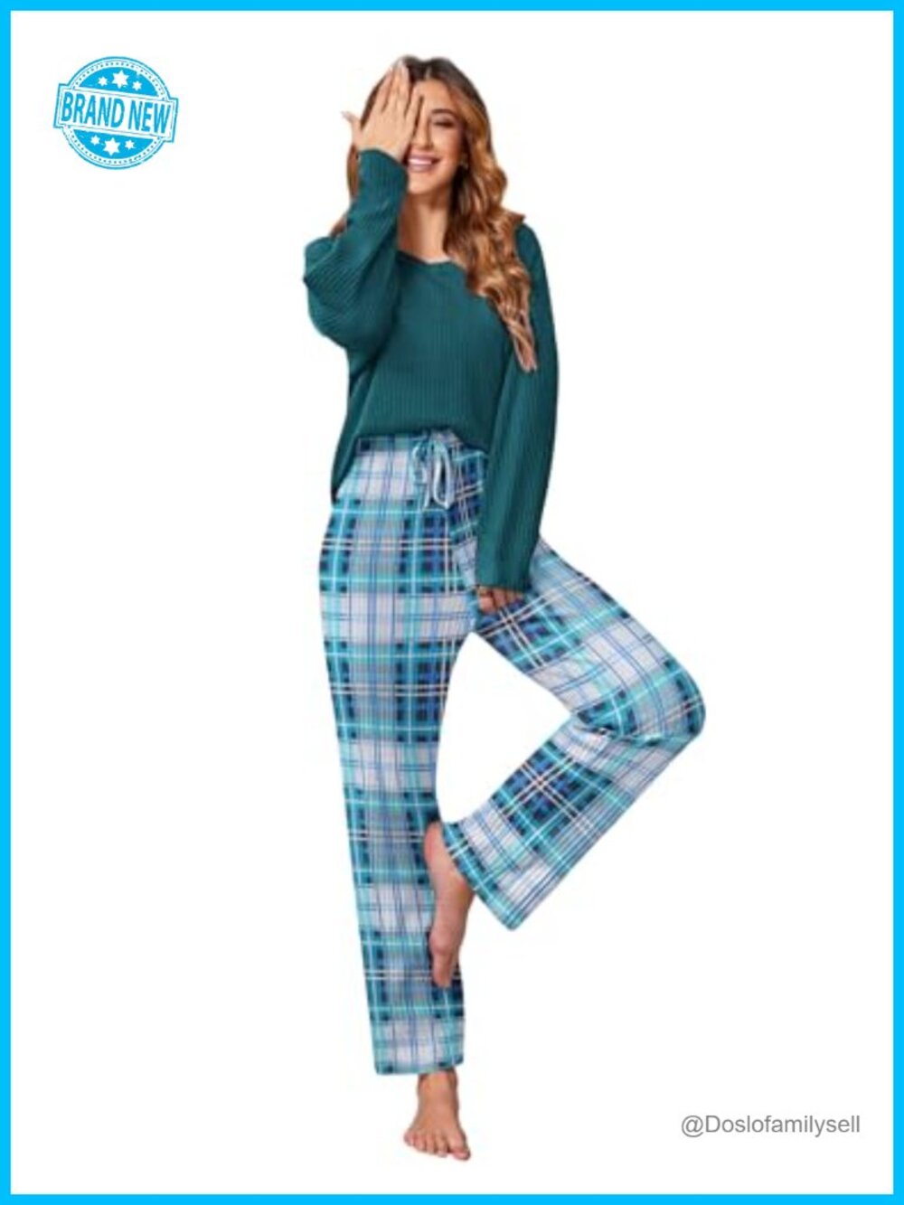 Waffle Knit Pajama Set 2 Piece Lounge Set Long Sleeve Pullover with Pants